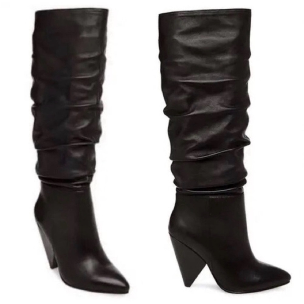 Steve Madden Black Slouchy Heeled Boots